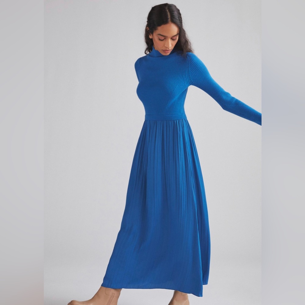 NWT Anthropologie The Thea Twofer Layered Mock Neck Maxi Sweater Dress Medium